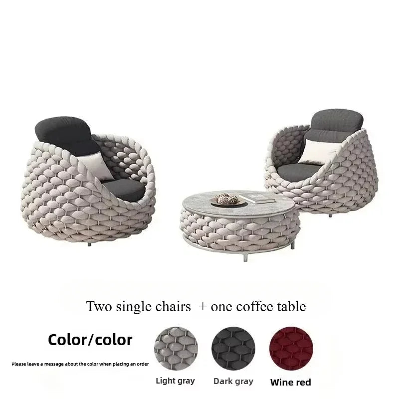 Outdoor Rattan Sofa Courtyard Combination Double Chair Leisure Terrace Villa Living Room Balcony Outdoor Seat Furniture Home