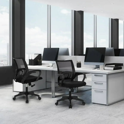 Ergonomic Office Chair, Lumbar Support, Adjustable Height with Armrests for Adults (Black)