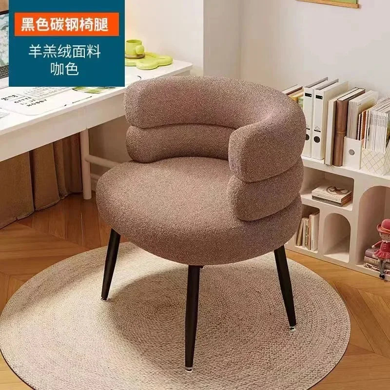 Living Room Swivel Chair Nordic Armchair INS Lift Computer Backrest Chair Lamb Wool Design Bedroom Makeup Chair Home Furniture
