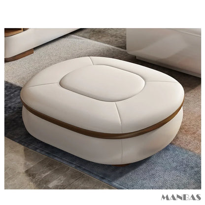 Luxury L-Shaped Genuine Leather Sectional Sofa Sets with USB, Bluetooth Speaker - MANBAS 9037B-1