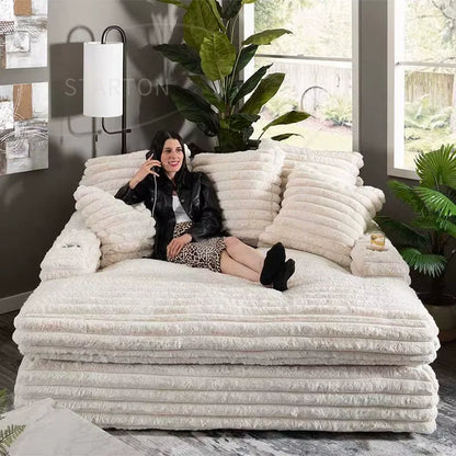 Modern Compression-Sealed Vacuum Pack Memory Foam Sofa Bed Boneless Frameless Sleek Living Room Sleeper with Fabric Material