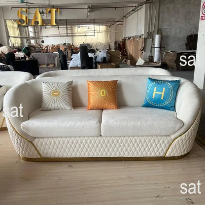 Modern Luxury Loveseat Sofa Set With Gold Stainless Steel Leg Leisure Lounge Sofa for Living Room Hotel Home Furniture