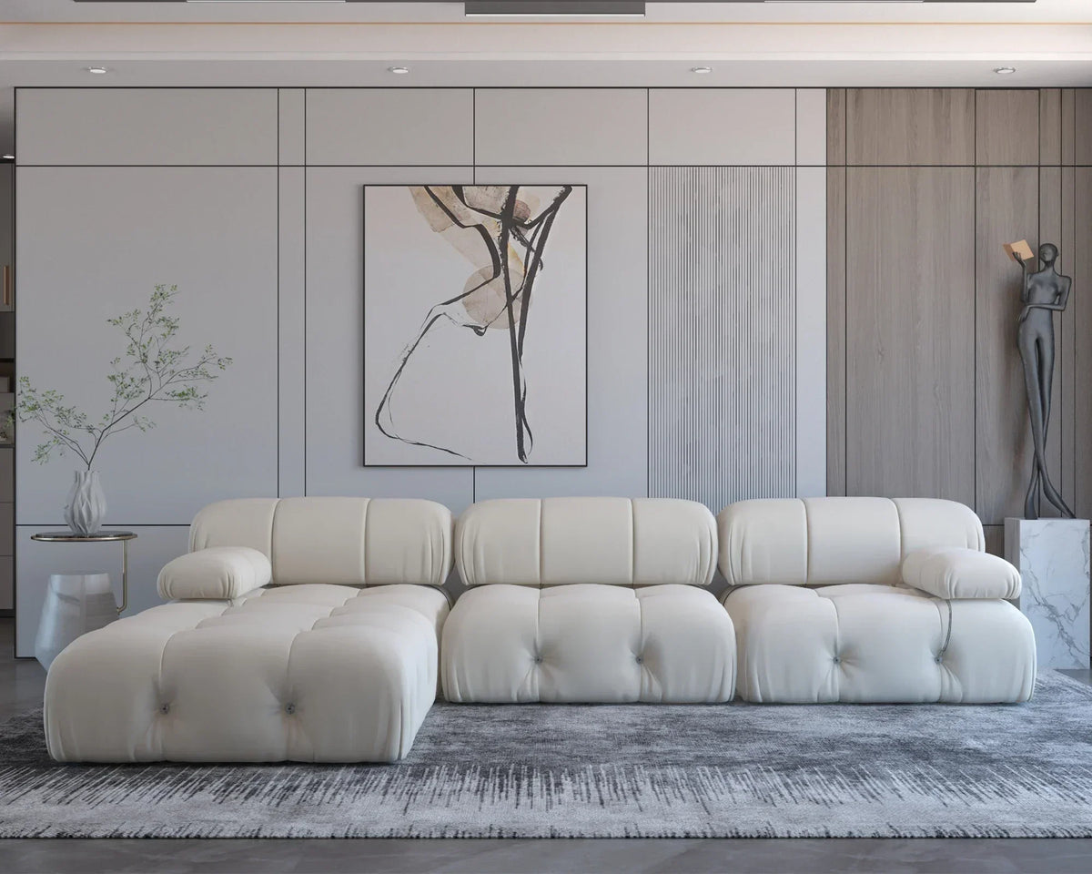 Nordic l shape Sectional sofa With Ottoman Modular Combination Velvet Modular Sofas Long Couch