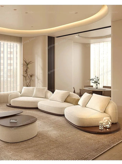 Living Room Coffee Table Designer Creative Three-person Log Style Furniture Modern Simple Modern Morocco Fabric Sectional Sofas