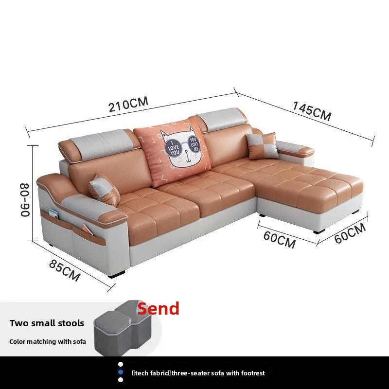 Fully Furnished Living Room Modern Fabric Sofa 3-Seater Removable Washable Cotton Linen Apartment Size