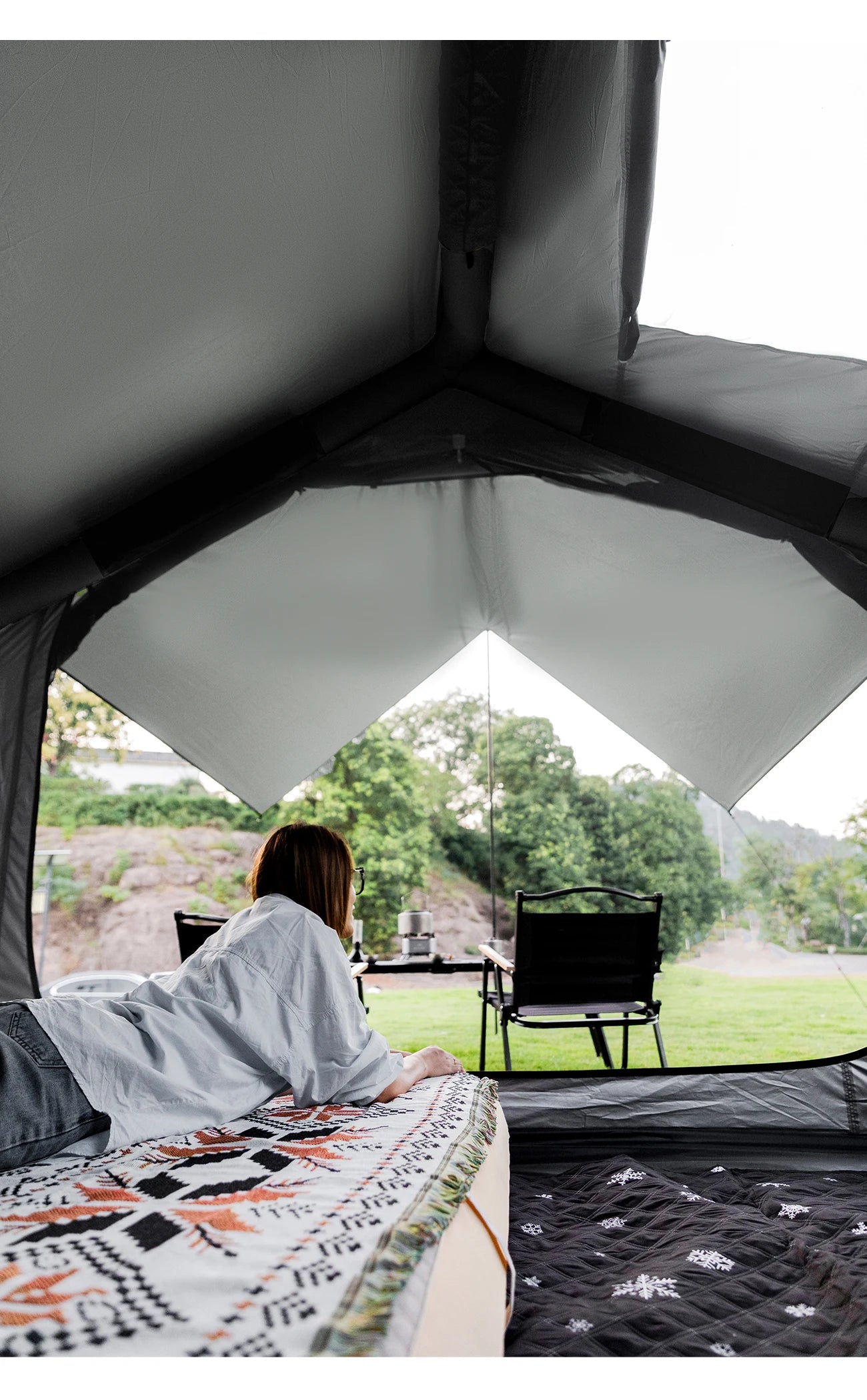 MOUNTAINHIKER Large Space 3-6 Persons Inflatable Tent Windproof Spacious Interior Family Outdoor Camping House