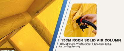 129 Sq Ft Inflatable Camping Tent Easy Setup Waterproof Oxford Air Tent House with Pump 4 Season Family Glamping Tent