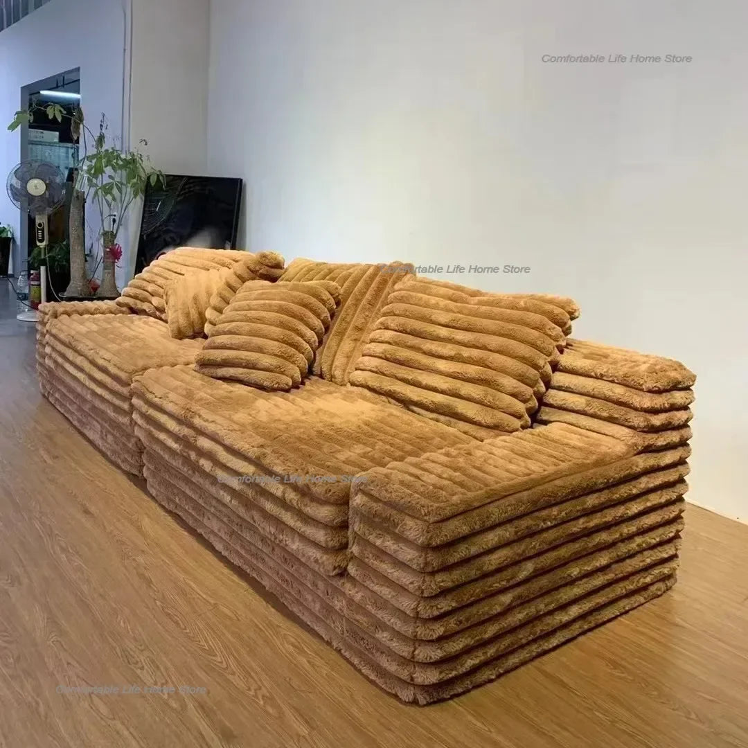 Nordic Cloud Lazy Sofa Thick Corduroy Texture Extra Wide Seat Depth Design Vacuum Compressed Packaging A Must-Have for Home