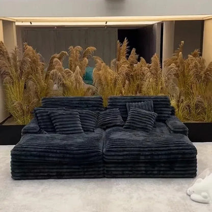 Nordic Sofabed Vacuum Compression Sofa Bed Modern Simple Lazy Sofa Bed  Thick Strip Velvet Large Sofa Bed Living Room Furniture