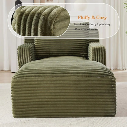 Luxurious Oversized Corduroy Chaise Lounge Chair - Indoor Cloud Couch with Soft Pillows and Armrests for Ultimate Comfort