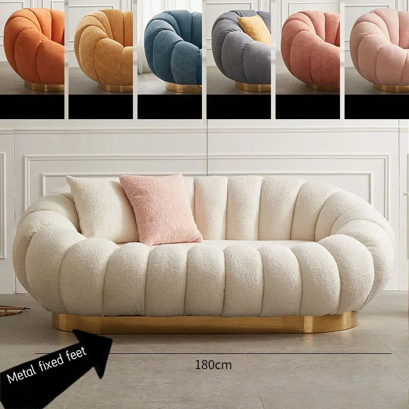 Modern Living Room Sofa Lambswool Pumpkin Sofa Chair Creative Home Balcony Swivel Lounge Chair Fitting Room Bedroom Single Sofas