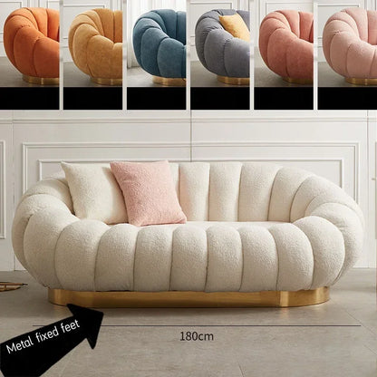 Modern Living Room Sofa Lambswool Pumpkin Sofa Chair Creative Home Balcony Swivel Lounge Chair Fitting Room Bedroom Single Sofas