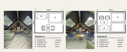 129 Sq Ft Large Inflatable Camping Tent Waterproof Oxford Air Tent House with Hand Pump 4 Season Sunproof Glamping Family Tent