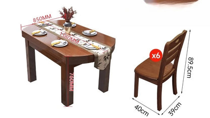 CL all solid wood dining table and chair combination rectangular telescopic folding variable small apartment household dining