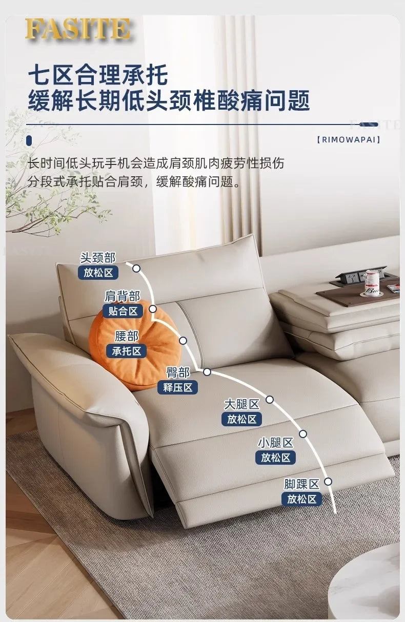 Leather sofa, electric living room, home theater sofa, modern function, adjustable leg support, one layer cowhide sofa