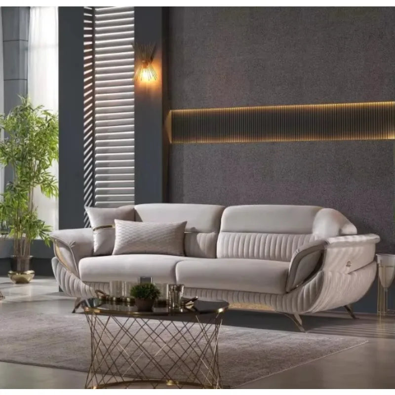 Light luxury fabric fashion living room sofa 3-seat home villa sofa