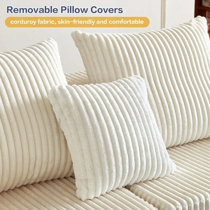 Cloud Sectional Couch, Boneless Sofa for Living Room, Corduroy Modular Couch with L Shape Chaise, Modern Compressed Sofa in a Bo