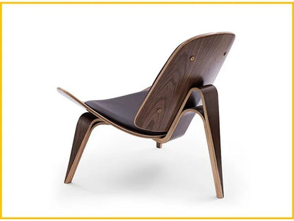 Modern Lounge Shell Chair Three-Legged Shell Chair Ash Plywood Fabric Upholstery Living Room Furniture