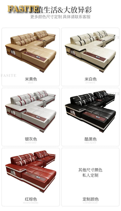 Leather sofa simple modern small apartment leather art corner furniture large combination package