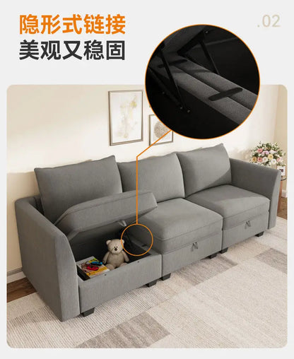 PYJ Fabric Storage Sofa Living Room Combination Module Card Seat Home Corner Princess Dual-purpose Sofa