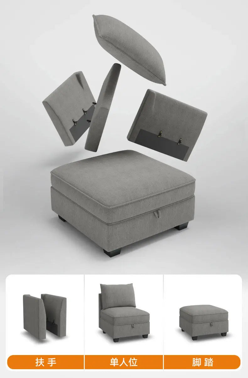 PYJ Fabric Storage Sofa Living Room Combination Module Card Seat Home Corner Princess Dual-purpose Sofa