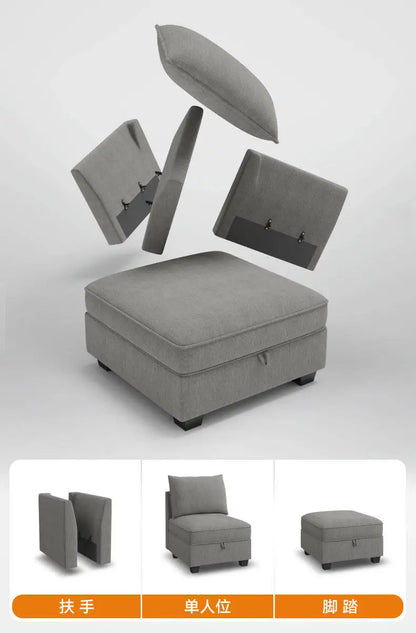 PYJ Fabric Storage Sofa Living Room Combination Module Card Seat Home Corner Princess Dual-purpose Sofa
