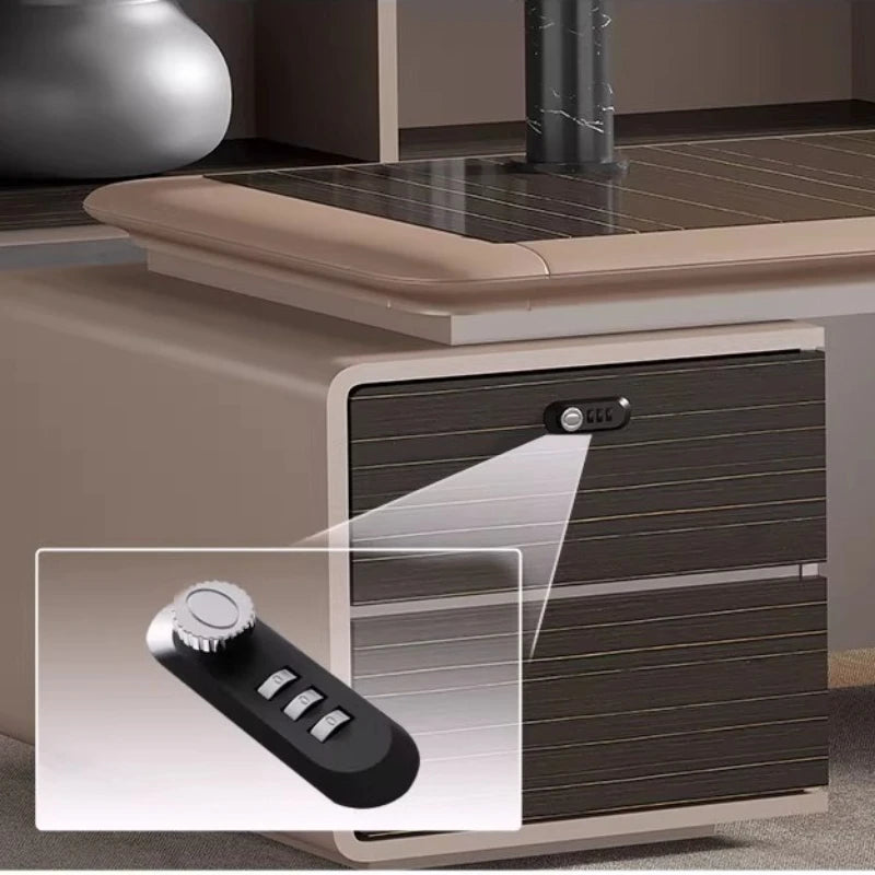 luxury Computer Office Desk Standing L Shaped Writing Boss Table Lift Up Table Gaming Sedentary Filing Cabinet Boss Furniture