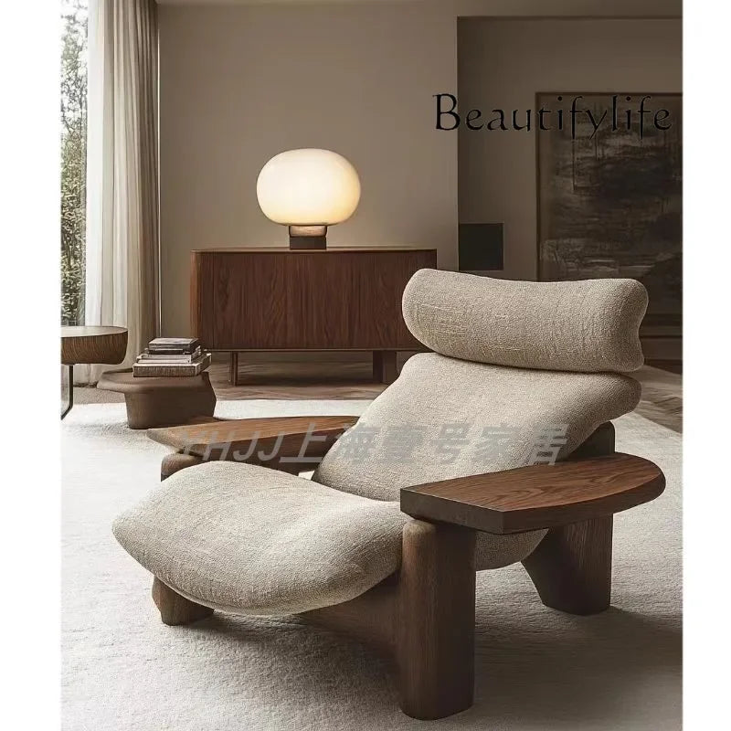 X New Medieval Solid Wood Single Sofa Chair Original Art Model Room Club Exhibition Hall Leisure Chair