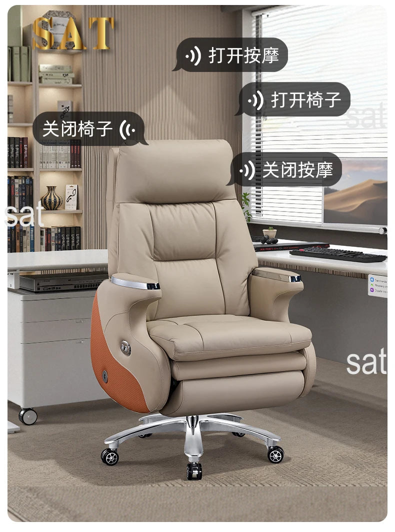 /Modern Office Chair Electric Massage Luxury Ergonomic Executive Footrest Boss Chair Comfortable Sillas De Oficina Furniture