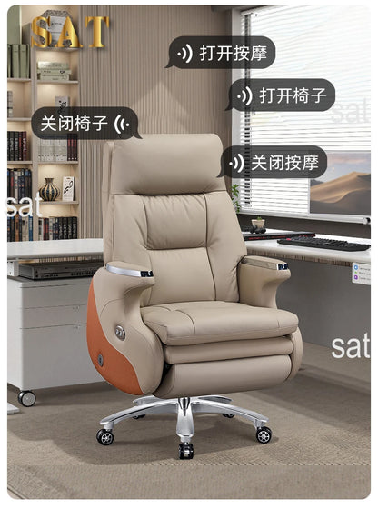 /Modern Office Chair Electric Massage Luxury Ergonomic Executive Footrest Boss Chair Comfortable Sillas De Oficina Furniture