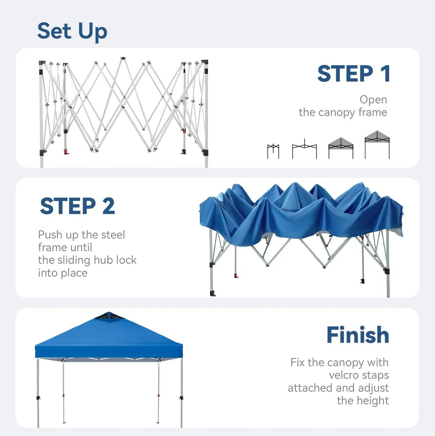 10x10 Pop Up Canopy Tent Easy Outdoor Sun Shade for Events Party 100 Sq Ft Blue, Custom