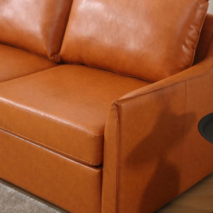 L-Shaped Faux Leather Sectional Sofa with Reversible Chaise, 80.7 Inches Long, Comfortable Mid-Century Modern Living Room Furnit