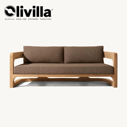 Leisure Open-air Courtyard Sofa Teak Villa Homestay Hotel Modern Outdoor Furniture Combination Waterproof Garden Wooden Sofa Set