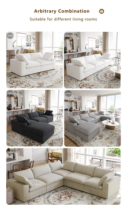 Living room inventory washable modern U-shaped 4-seat family white cloud modular combination sofa set