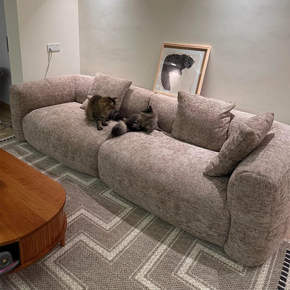 Large Retro Lounge Lazy Sofa Modern Chenille Apartment Living Room Cream Tofu Blocks Style Fabric Armchairs Home Furniture