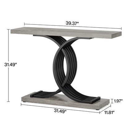 Tribesigns Gold Entryway Table, Modern 39-Inch Console Faux Marble Narrow Wood Sofa with Geometric Metal Legs