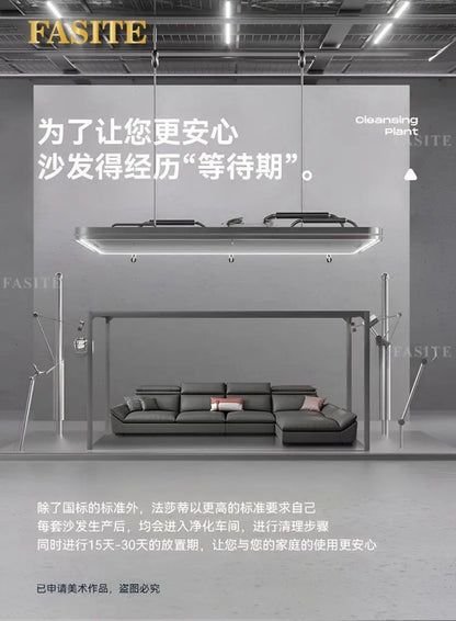 Italian minimalist leather sofa, new living room size apartment, concubine corner combination design