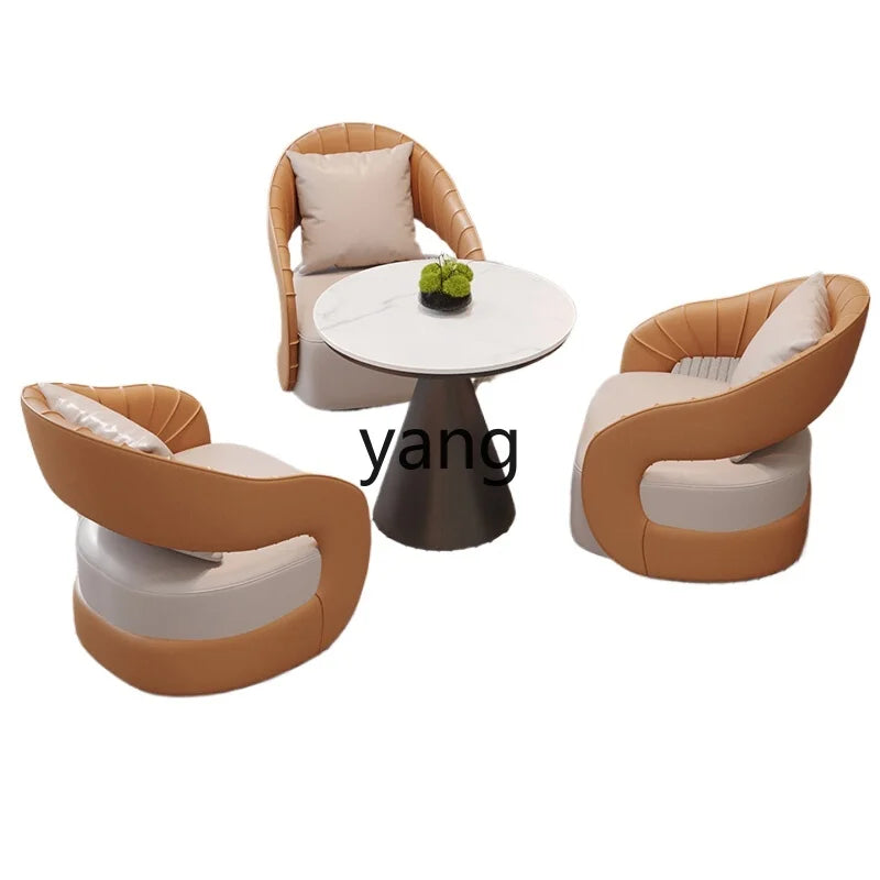 YJQ Business Negotiation Table and Chair Set for Sales Office, Hotel Lobby Reception, Guest Reception, and Rest Area Sofa