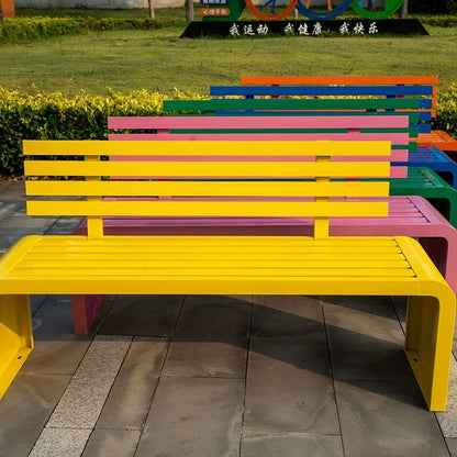 Banc extérieur moderne en acier inoxydable, siège de parc de jardin en métal robuste, banc de parc public Durable pour sièges de rue urbains
