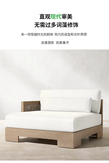 Customizable outdoor teak sofa patio rattan chair