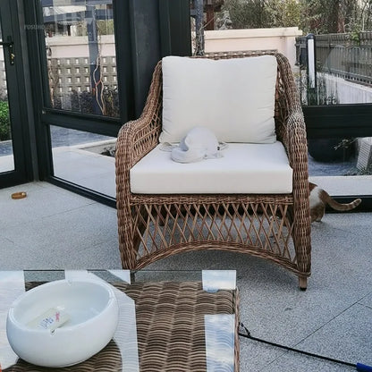 Outdoor PE Rattan Garden Chairs Balcony Courtyard Garden Waterproof Sofa Chairs Outdoor Terrace Leisure Chair Outdoor Furniture