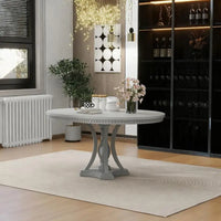 Extendable Oval Dining Table 42"-58" for Kitchen & Dining Room in Antique Gray Oak Finish