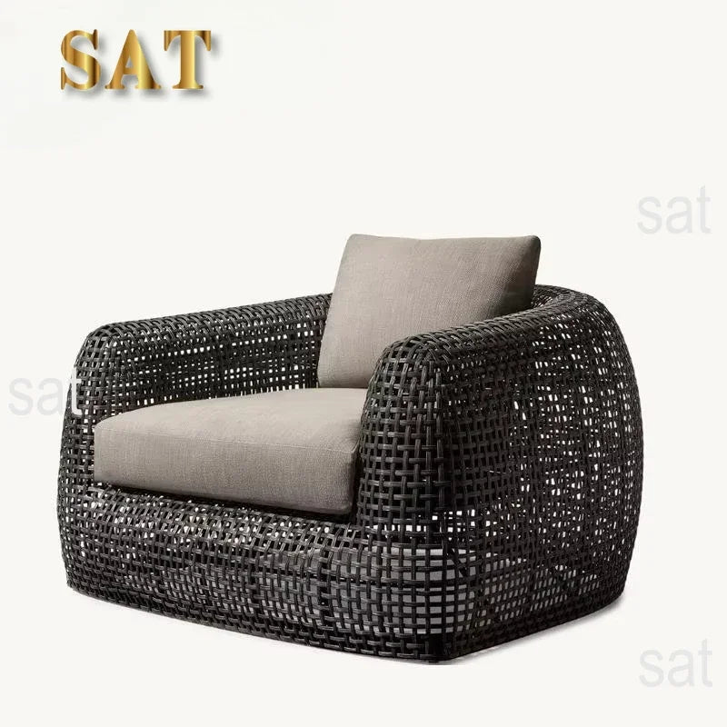 -Modern All-Weather Wicker Garden Furniture Set Aluminum Frame Patio Sofas for Hotel Leisure Use