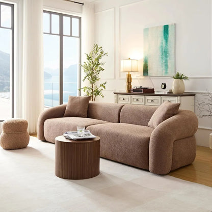 103" Modern Curved Sofa | Boucle Luxury  3-Seater, Modular, No Assembly (Home/Office)