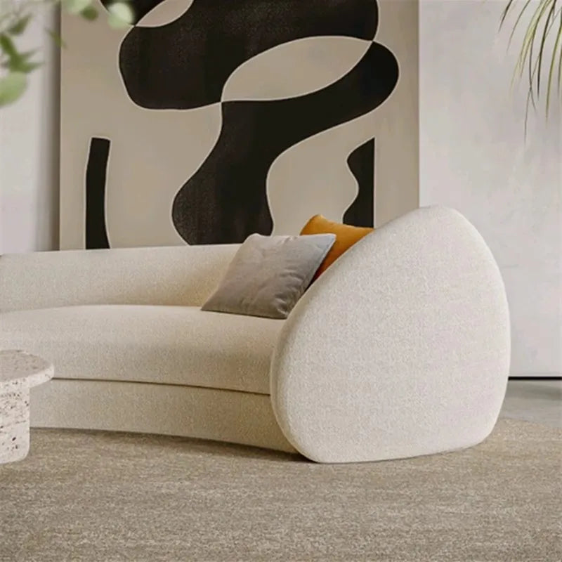 MODULAR Designer Curve Sofa Set Teddy Fabric Reclining Rectangle Couch for Hotel Lobby Living Room Furniture