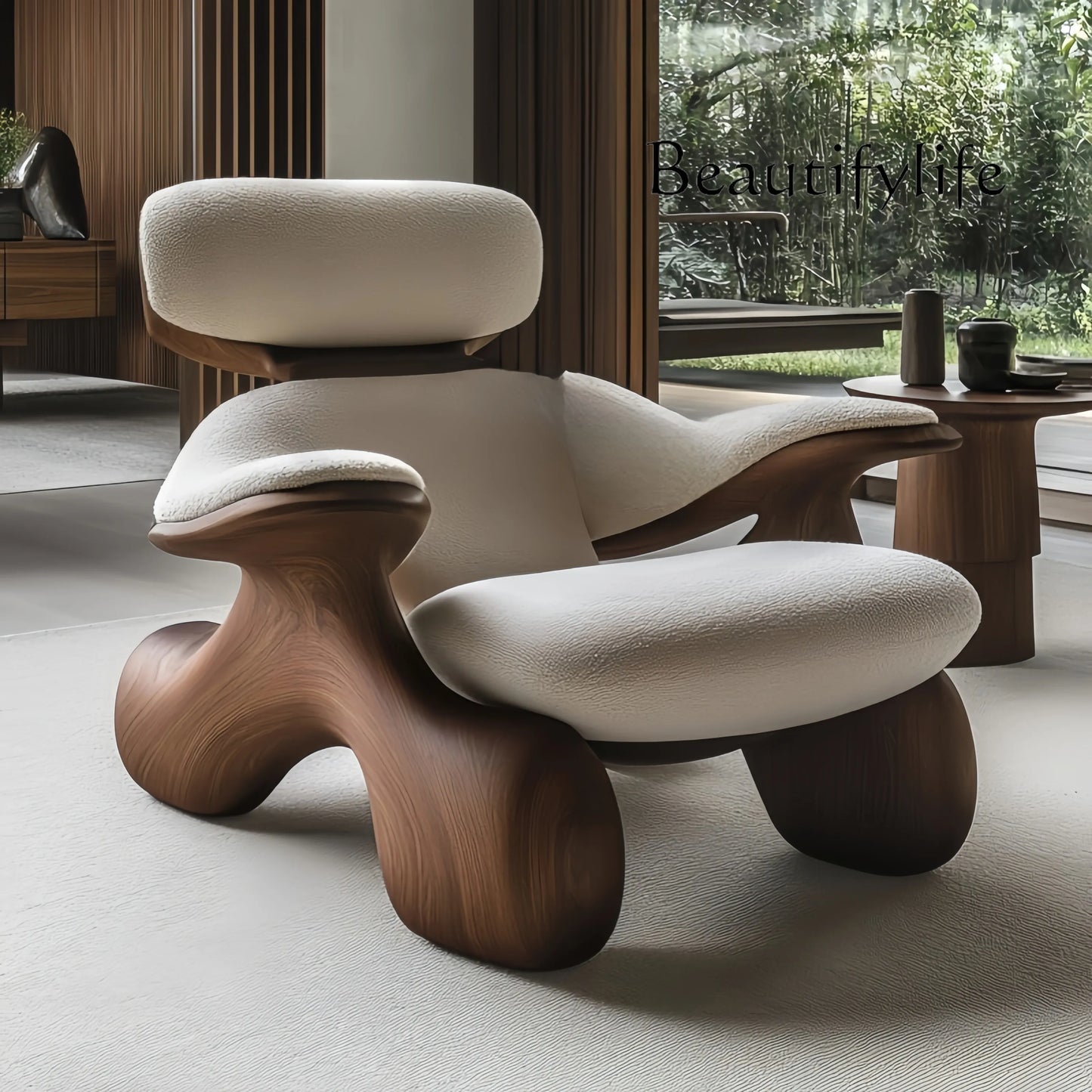 Solid wood art leisure chair designer soft decoration creative special-shaped reception chair  lazy chair