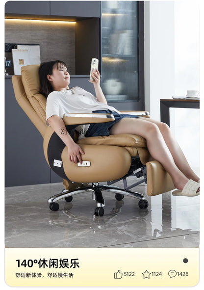 Electric boss chair leather office high-end reclining computer chair home nap multi-functional luxury chair
