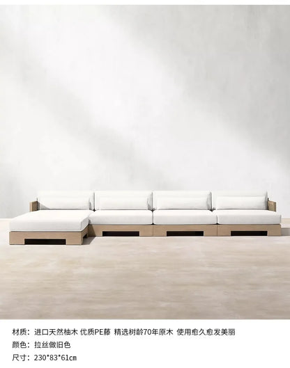 Customizable outdoor teak sofa patio rattan chair