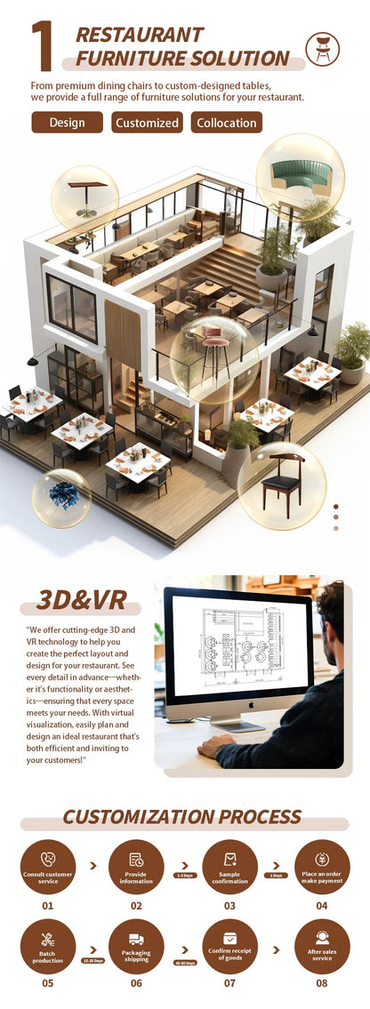 Durable Industrial Wood Cafe Restaurant Furniture Bistro Table Set Canteen Booth Seating Sofa