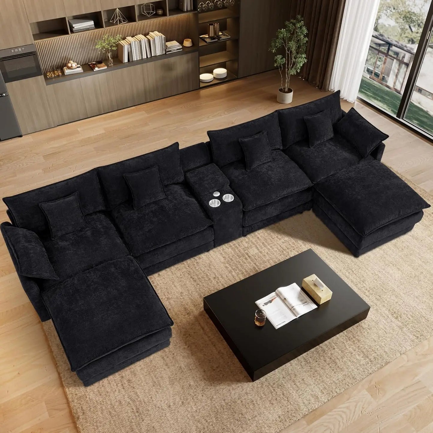 145" U Shaped Cloud Couch Sectionals Comfy White Sectional Couches for Living Room Modern Fluffy Oversized Modular Sofas, Chenil